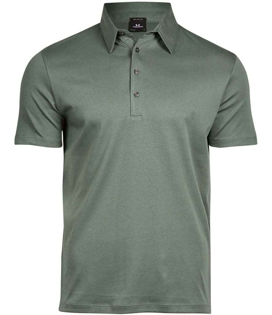 Tee Jays Pima Cotton Interlock Polo Shirt in Leaf Green by Tee Jays — Custom branded clothing by Print Press, featuring premium embroidery produced in our specialist print lab in the UK.