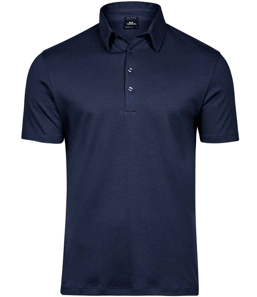 Tee Jays Pima Cotton Interlock Polo Shirt in Navy by Tee Jays — Custom branded clothing by Print Press, featuring premium embroidery produced in our specialist print lab in the UK.