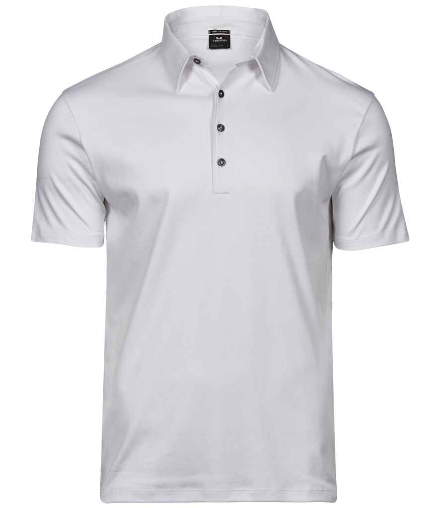 Tee Jays Pima Cotton Interlock Polo Shirt in White by Tee Jays — Custom branded clothing by Print Press, featuring premium embroidery produced in our specialist print lab in the UK.