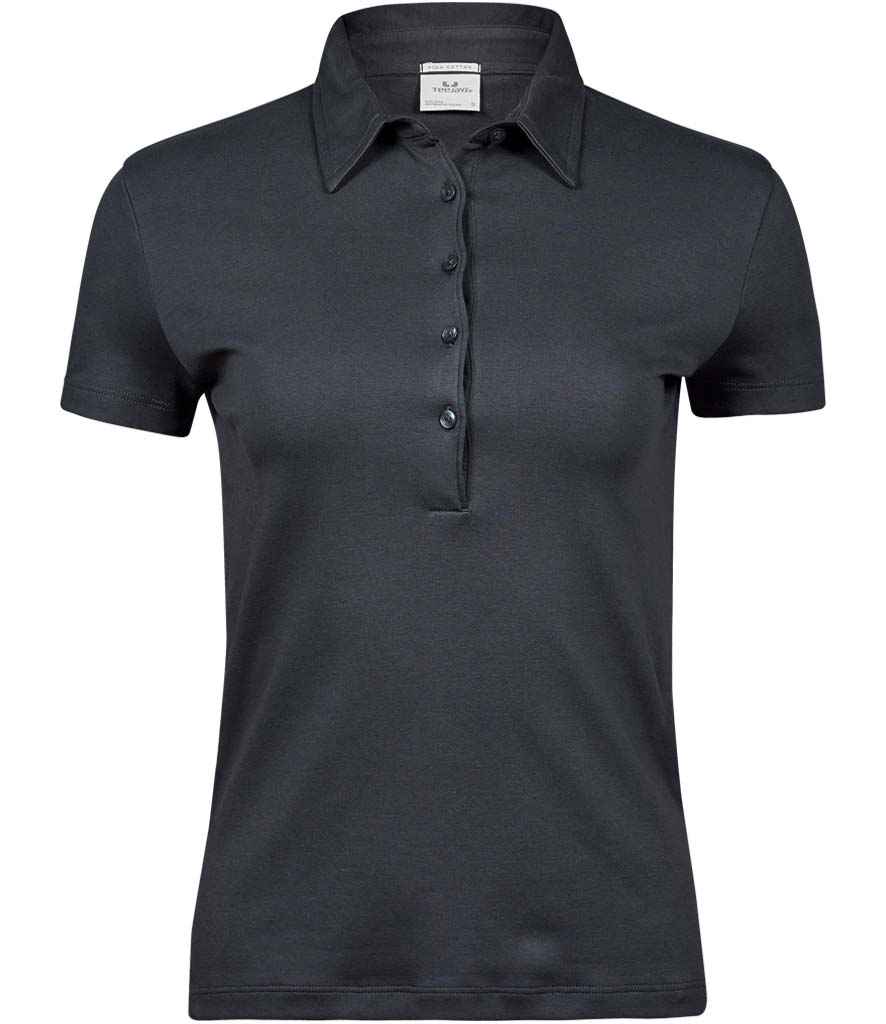 Tee Jays Ladies Pima Cotton Interlock Polo Shirt in Dark Grey by Tee Jays — Custom branded clothing by Print Press, featuring premium embroidery produced in our specialist print lab in the UK.