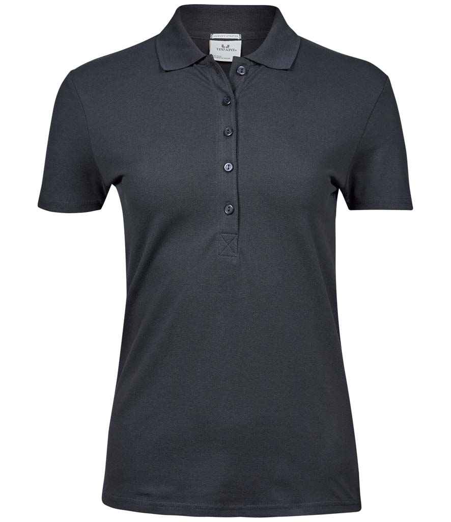 Tee Jays Ladies Luxury Stretch Polo Shirt in Dark Grey by Tee Jays — Custom branded clothing by Print Press, featuring premium embroidery produced in our specialist print lab in the UK.