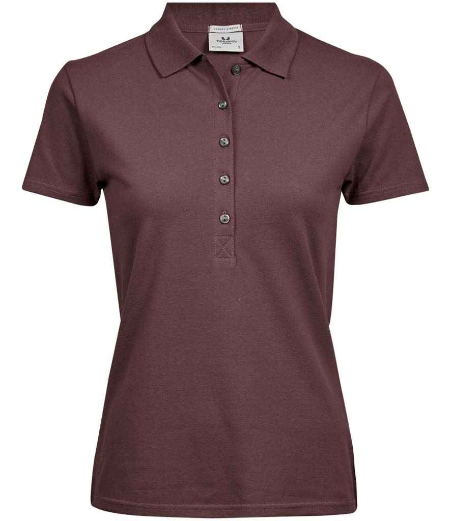 Tee Jays Ladies Luxury Stretch Polo Shirt in Grape by Tee Jays — Custom branded clothing by Print Press, featuring premium embroidery produced in our specialist print lab in the UK.