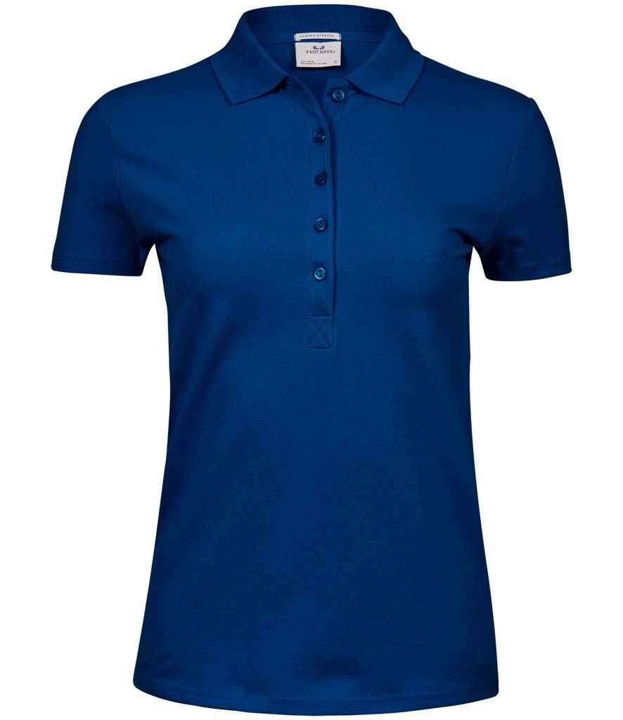 Tee Jays Ladies Luxury Stretch Polo Shirt in Indigo by Tee Jays — Custom branded clothing by Print Press, featuring premium embroidery produced in our specialist print lab in the UK.