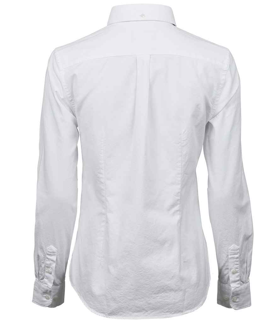 Tee Jays Ladies Perfect Long Sleeve Oxford Shirt in by Tee Jays — Custom branded clothing by Print Press, featuring premium embroidery produced in our specialist print lab in the UK.