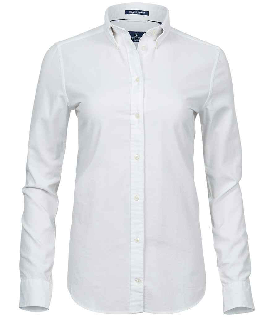 Tee Jays Ladies Perfect Long Sleeve Oxford Shirt in by Tee Jays — Custom branded clothing by Print Press, featuring premium embroidery produced in our specialist print lab in the UK.