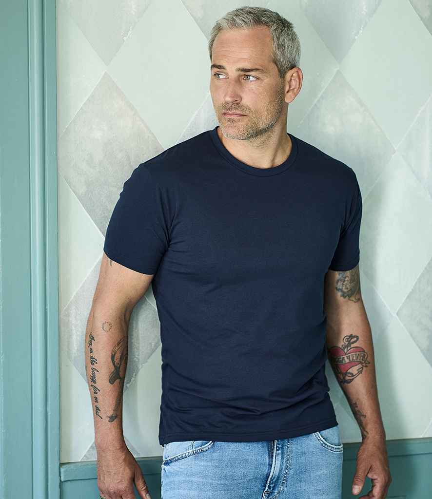 Tee Jays Stretch T-Shirt in Navy by Tee Jays — Custom branded clothing by Print Press, featuring premium embroidery produced in our specialist print lab in the UK.