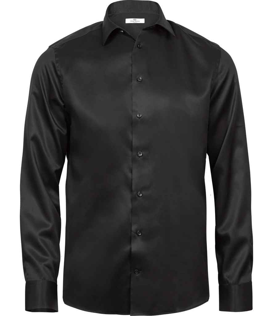Tee Jays Luxury Comfort Fit Long Sleeve Oxford Shirt in Black by Tee Jays — Custom branded clothing by Print Press, featuring premium embroidery produced in our specialist print lab in the UK.