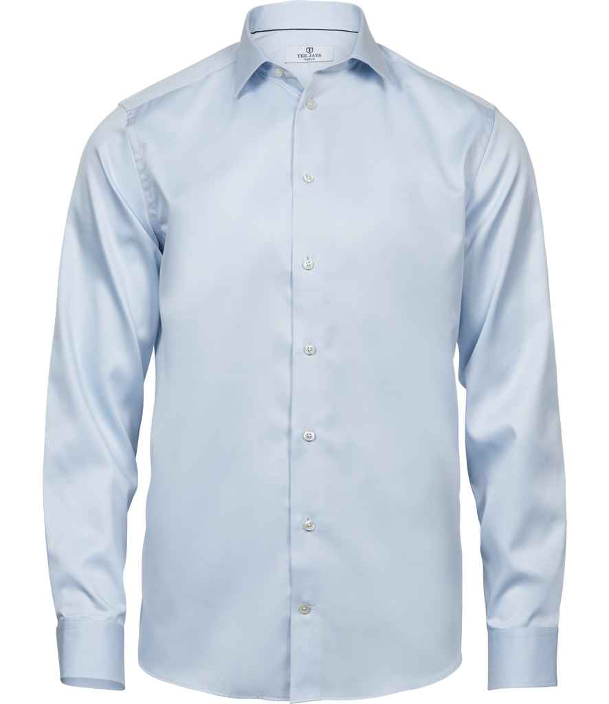 Tee Jays Luxury Comfort Fit Long Sleeve Oxford Shirt in Light Blue by Tee Jays — Custom branded clothing by Print Press, featuring premium embroidery produced in our specialist print lab in the UK.