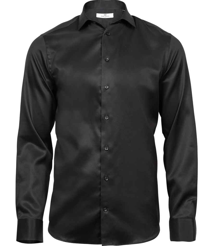 Tee Jays Luxury Slim Fit Long Sleeve Oxford Shirt in Black by Tee Jays — Custom branded clothing by Print Press, featuring premium embroidery produced in our specialist print lab in the UK.