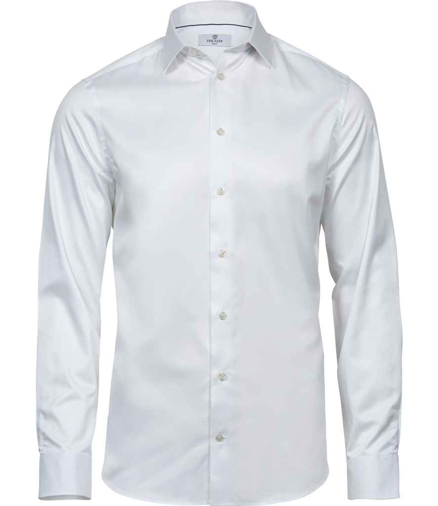 Tee Jays Luxury Slim Fit Long Sleeve Oxford Shirt in White by Tee Jays — Custom branded clothing by Print Press, featuring premium embroidery produced in our specialist print lab in the UK.