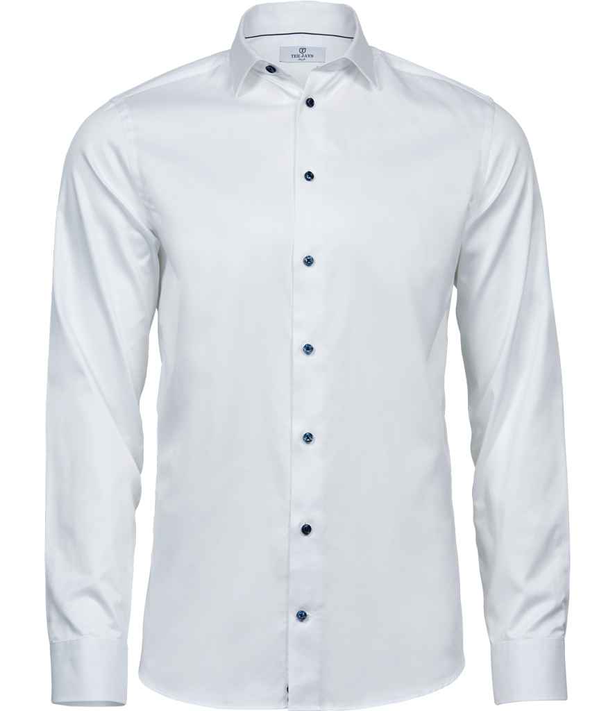 Tee Jays Luxury Slim Fit Long Sleeve Oxford Shirt in by Tee Jays — Custom branded clothing by Print Press, featuring premium embroidery produced in our specialist print lab in the UK.