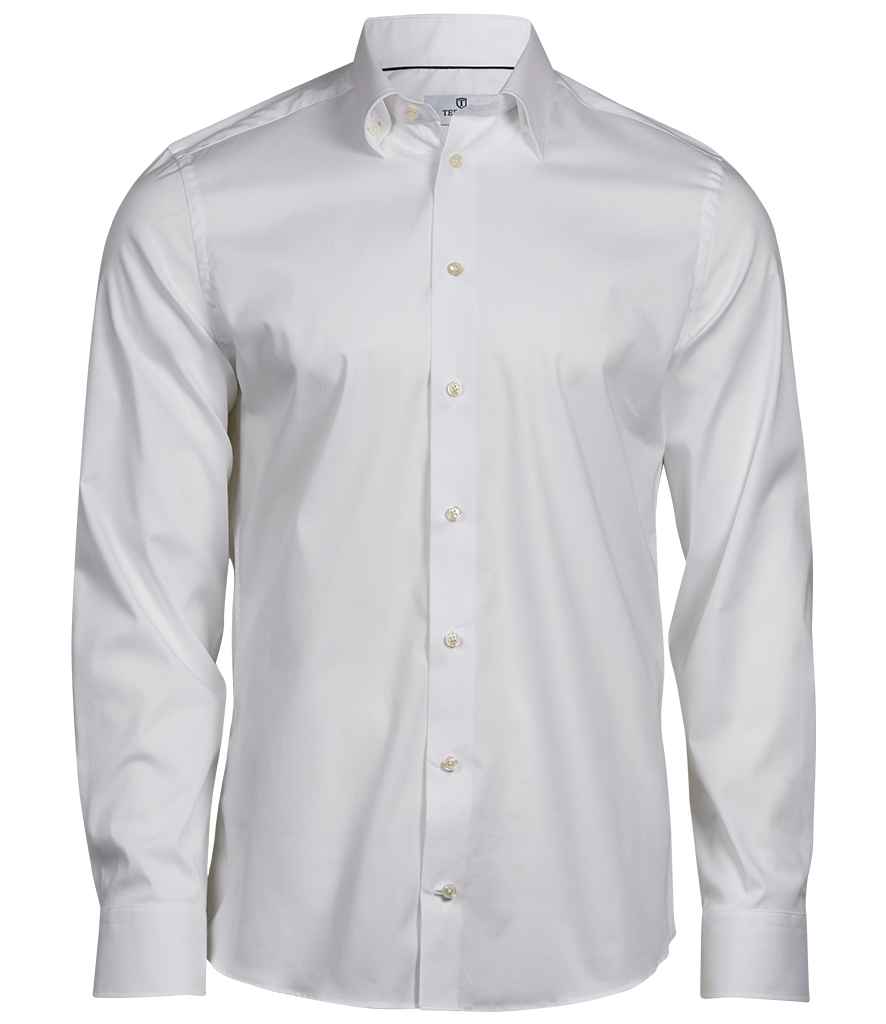 Tee Jays Luxury Stretch Long Sleeve Shirt in by Tee Jays — Custom branded clothing by Print Press, featuring premium embroidery produced in our specialist print lab in the UK.
