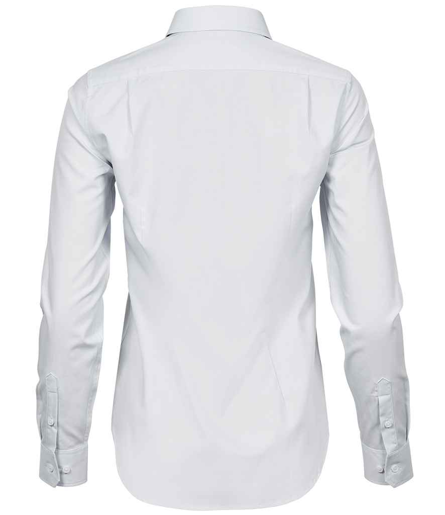 Tee Jays Ladies Stretch Luxury Long Sleeve Poplin Shirt in by Tee Jays — Custom branded clothing by Print Press, featuring premium embroidery produced in our specialist print lab in the UK.