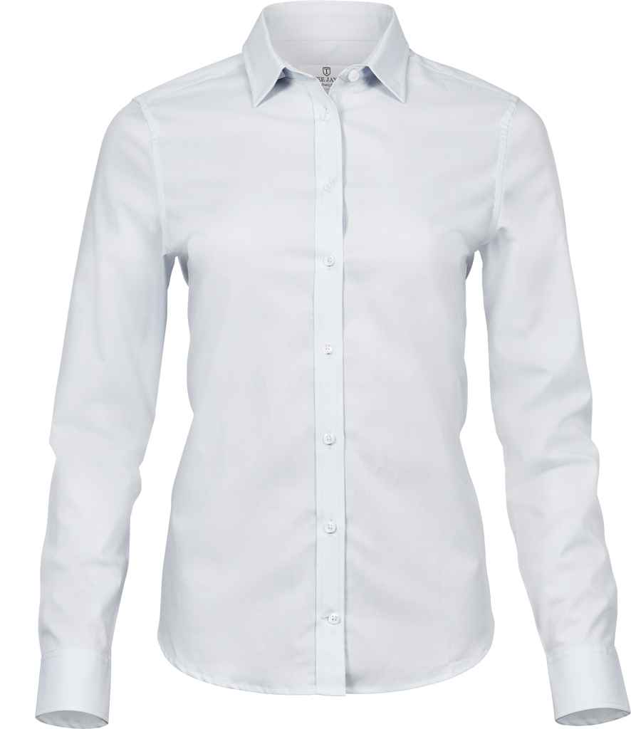 Tee Jays Ladies Stretch Luxury Long Sleeve Poplin Shirt in by Tee Jays — Custom branded clothing by Print Press, featuring premium embroidery produced in our specialist print lab in the UK.