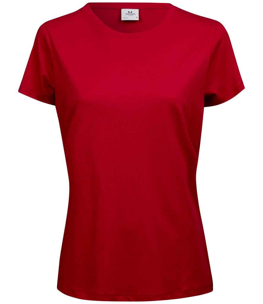 Tee Jays Ladies Luxury Cotton T-Shirt in Red by Tee Jays — Custom branded clothing by Print Press, featuring premium embroidery produced in our specialist print lab in the UK.