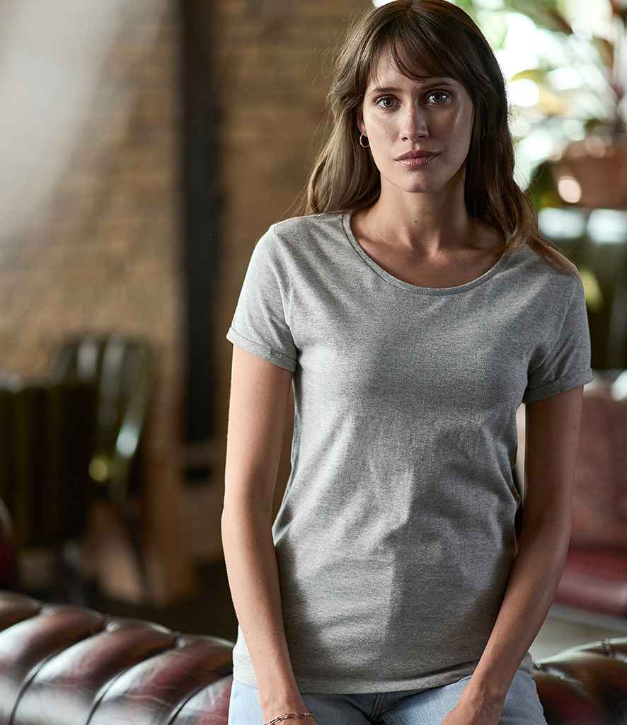 Tee Jays Ladies Roll-Up T-Shirt in Heather Grey by Tee Jays — Custom branded clothing by Print Press, featuring premium embroidery produced in our specialist print lab in the UK.