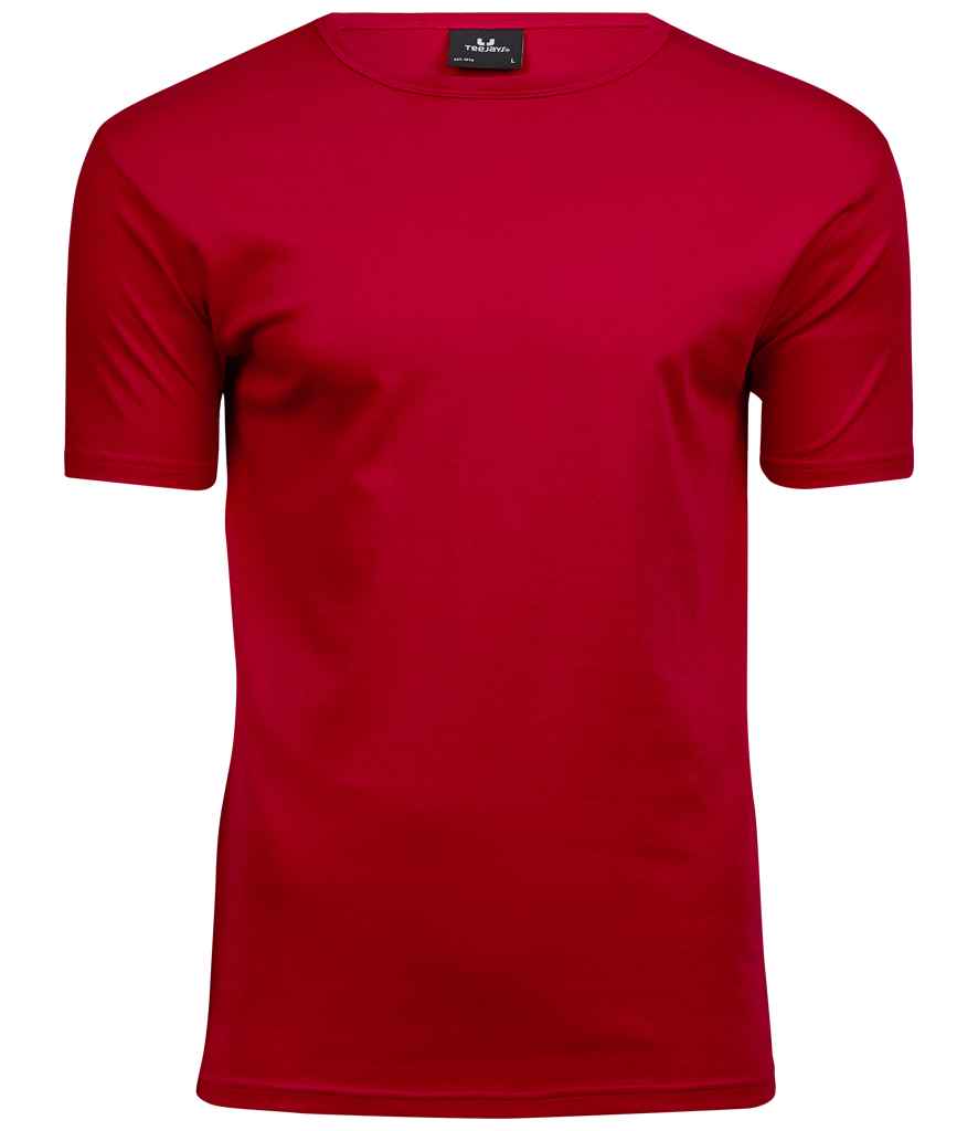 Tee Jays Interlock T-Shirt in Red by Tee Jays — Custom branded clothing by Print Press, featuring premium embroidery produced in our specialist print lab in the UK.