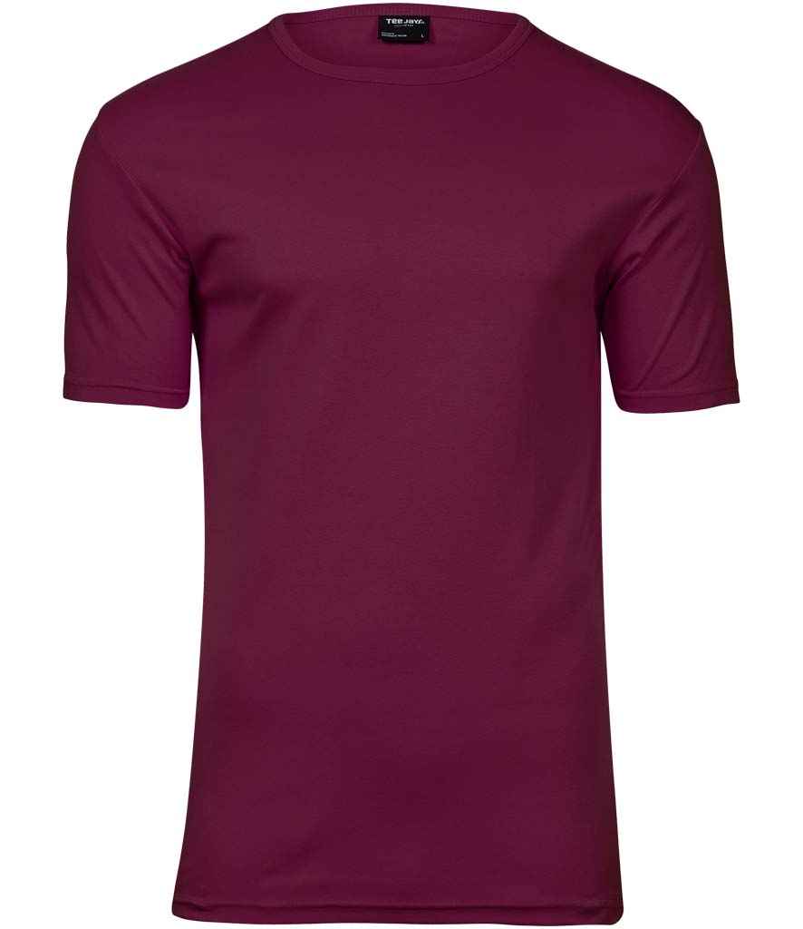 Tee Jays Interlock T-Shirt in Wine by Tee Jays — Custom branded clothing by Print Press, featuring premium embroidery produced in our specialist print lab in the UK.