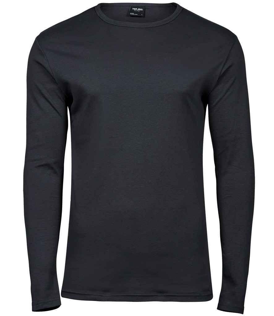 Tee Jays Long Sleeve Interlock T-Shirt in Dark Grey by Tee Jays — Custom branded clothing by Print Press, featuring premium embroidery produced in our specialist print lab in the UK.