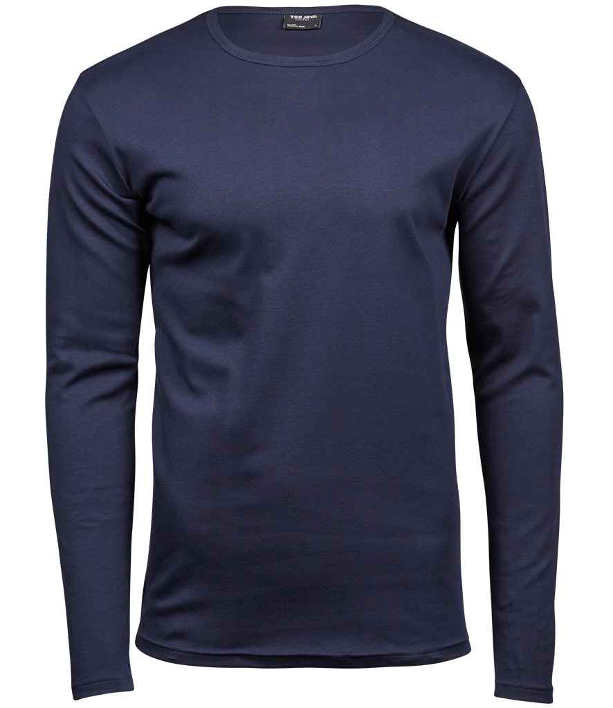 Tee Jays Long Sleeve Interlock T-Shirt in Navy by Tee Jays — Custom branded clothing by Print Press, featuring premium embroidery produced in our specialist print lab in the UK.