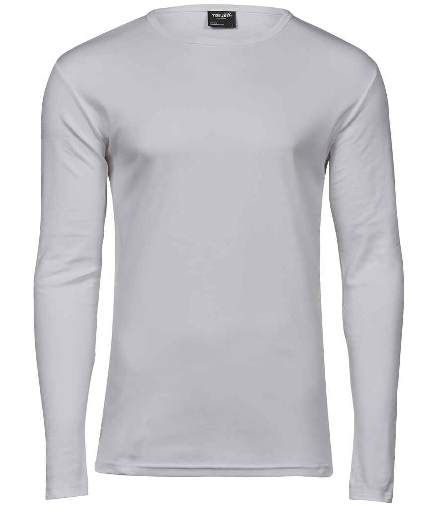 Tee Jays Long Sleeve Interlock T-Shirt in White by Tee Jays — Custom branded clothing by Print Press, featuring premium embroidery produced in our specialist print lab in the UK.