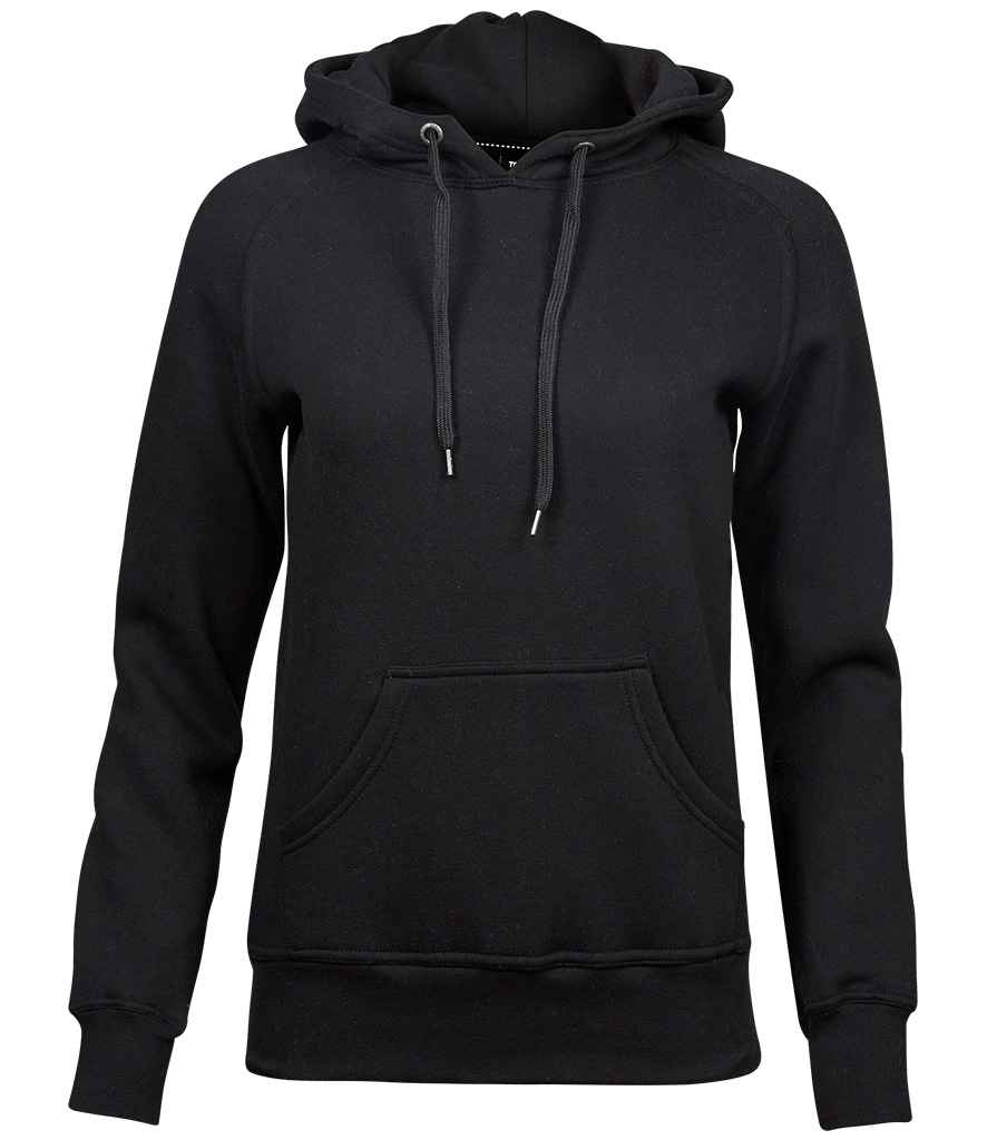 Tee Jays Ladies Raglan Hooded Sweatshirt in Black by Tee Jays — Custom branded clothing by Print Press, featuring premium embroidery produced in our specialist print lab in the UK.