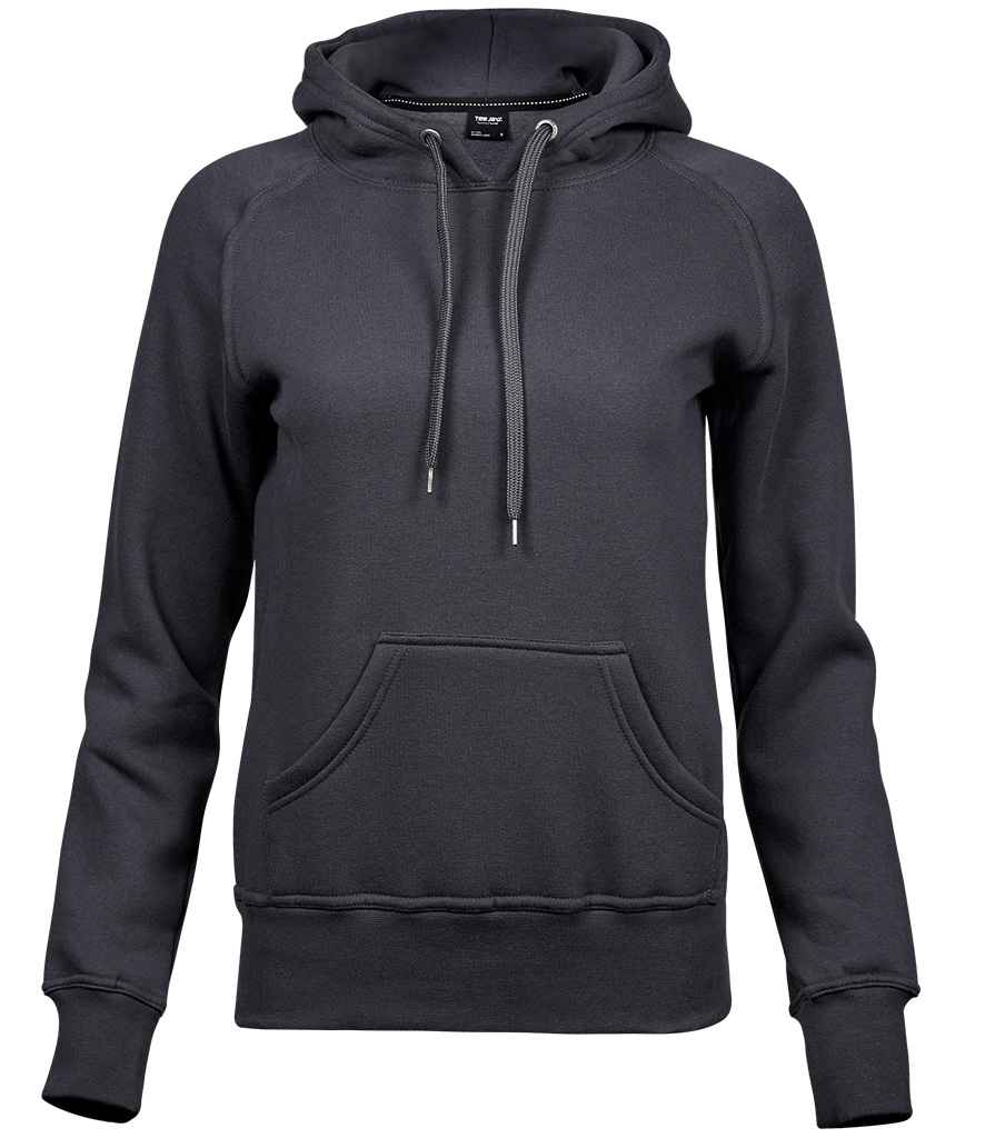 Tee Jays Ladies Raglan Hooded Sweatshirt in Dark Grey by Tee Jays — Custom branded clothing by Print Press, featuring premium embroidery produced in our specialist print lab in the UK.