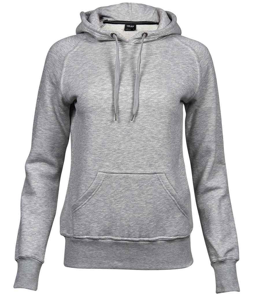 Tee Jays Ladies Raglan Hooded Sweatshirt in Heather Grey by Tee Jays — Custom branded clothing by Print Press, featuring premium embroidery produced in our specialist print lab in the UK.