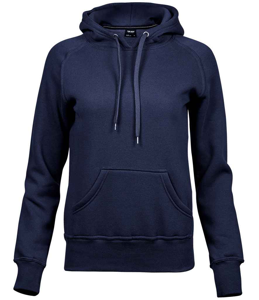Tee Jays Ladies Raglan Hooded Sweatshirt in Navy by Tee Jays — Custom branded clothing by Print Press, featuring premium embroidery produced in our specialist print lab in the UK.