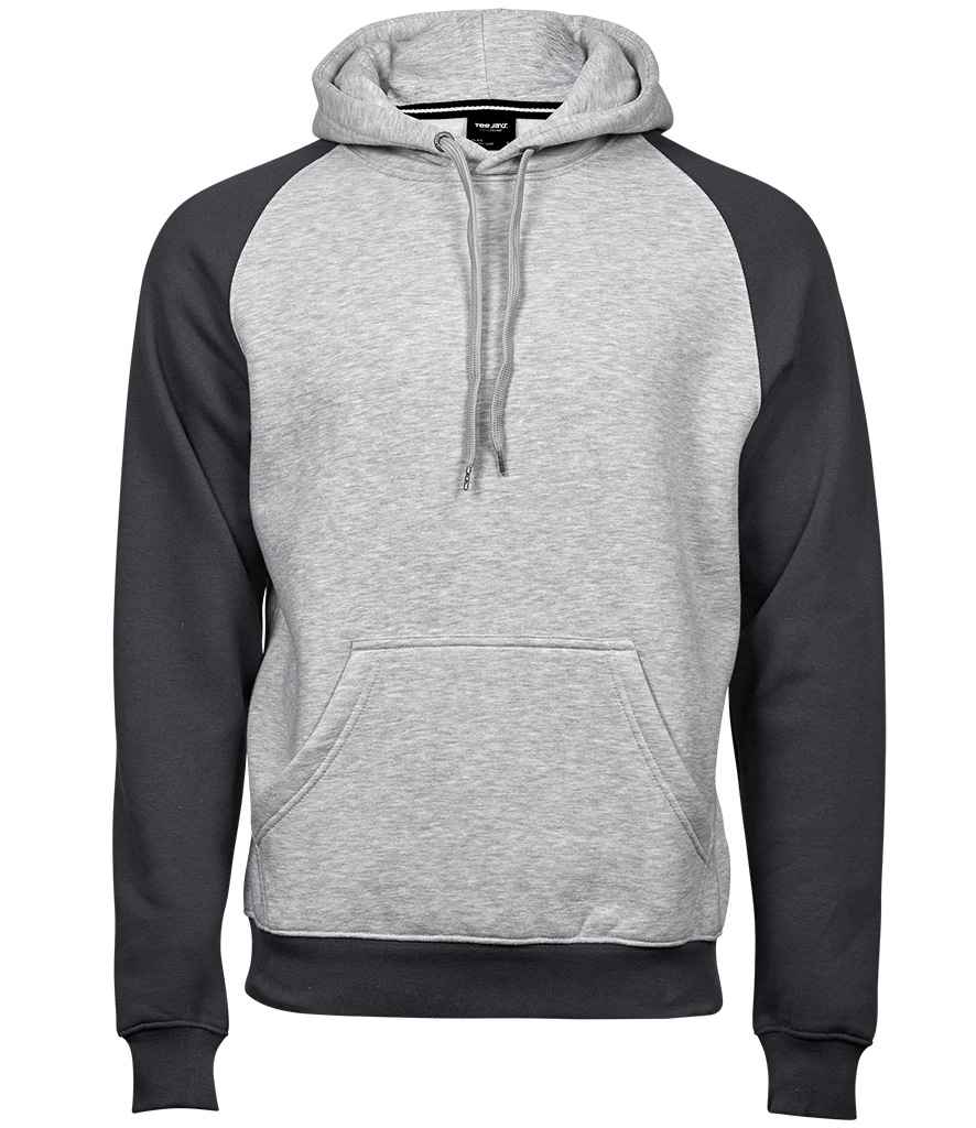 Tee Jays Two Tone Raglan Hooded Sweatshirt in Heather Grey Dark Grey by Tee Jays — Custom branded clothing by Print Press, featuring premium embroidery produced in our specialist print lab in the UK.