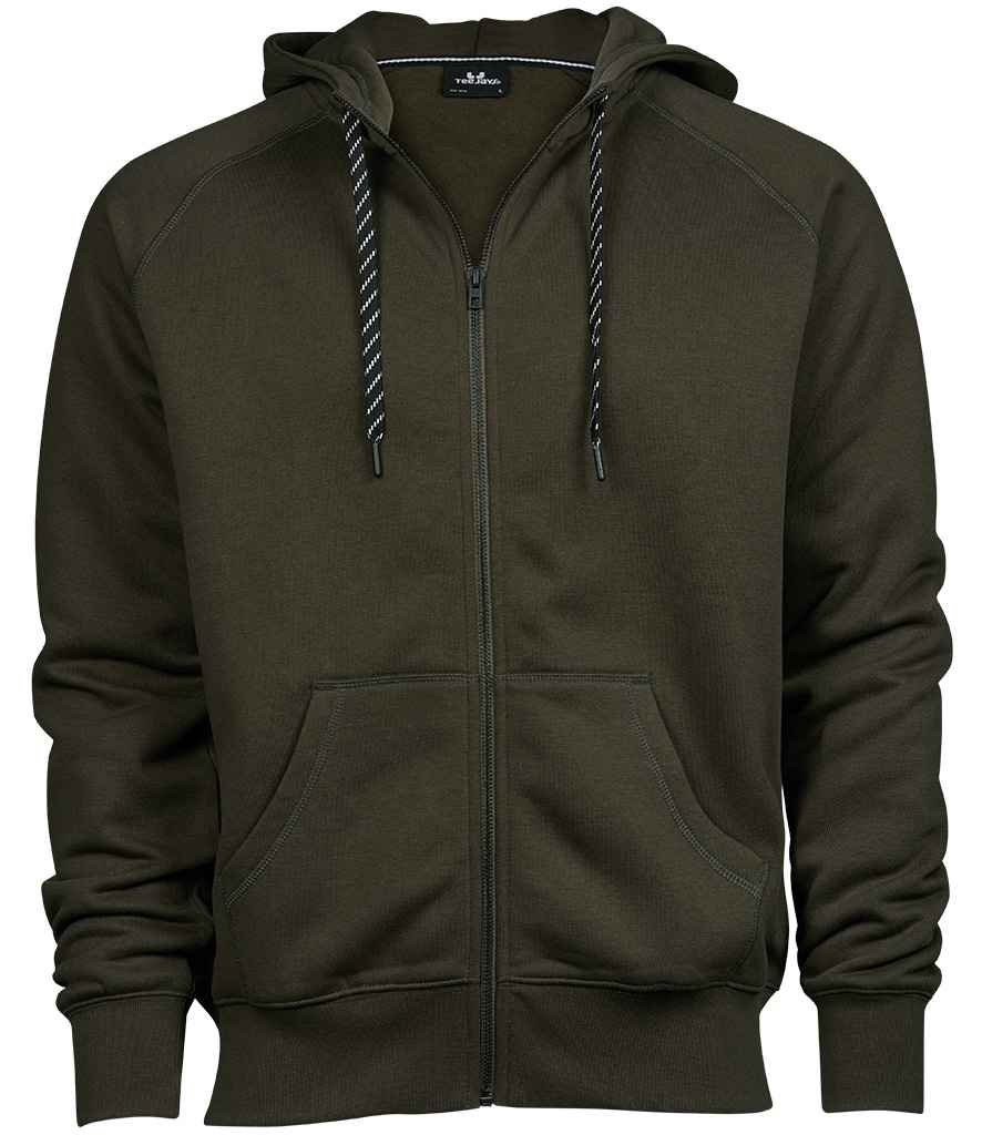 Tee Jays Fashion Zip Hooded Sweatshirt in Dark Olive by Tee Jays — Custom branded clothing by Print Press, featuring premium embroidery produced in our specialist print lab in the UK.