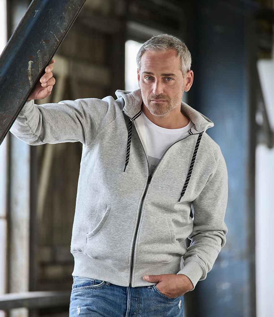 Tee Jays Fashion Zip Hooded Sweatshirt in Heather Grey by Tee Jays — Custom branded clothing by Print Press, featuring premium embroidery produced in our specialist print lab in the UK.