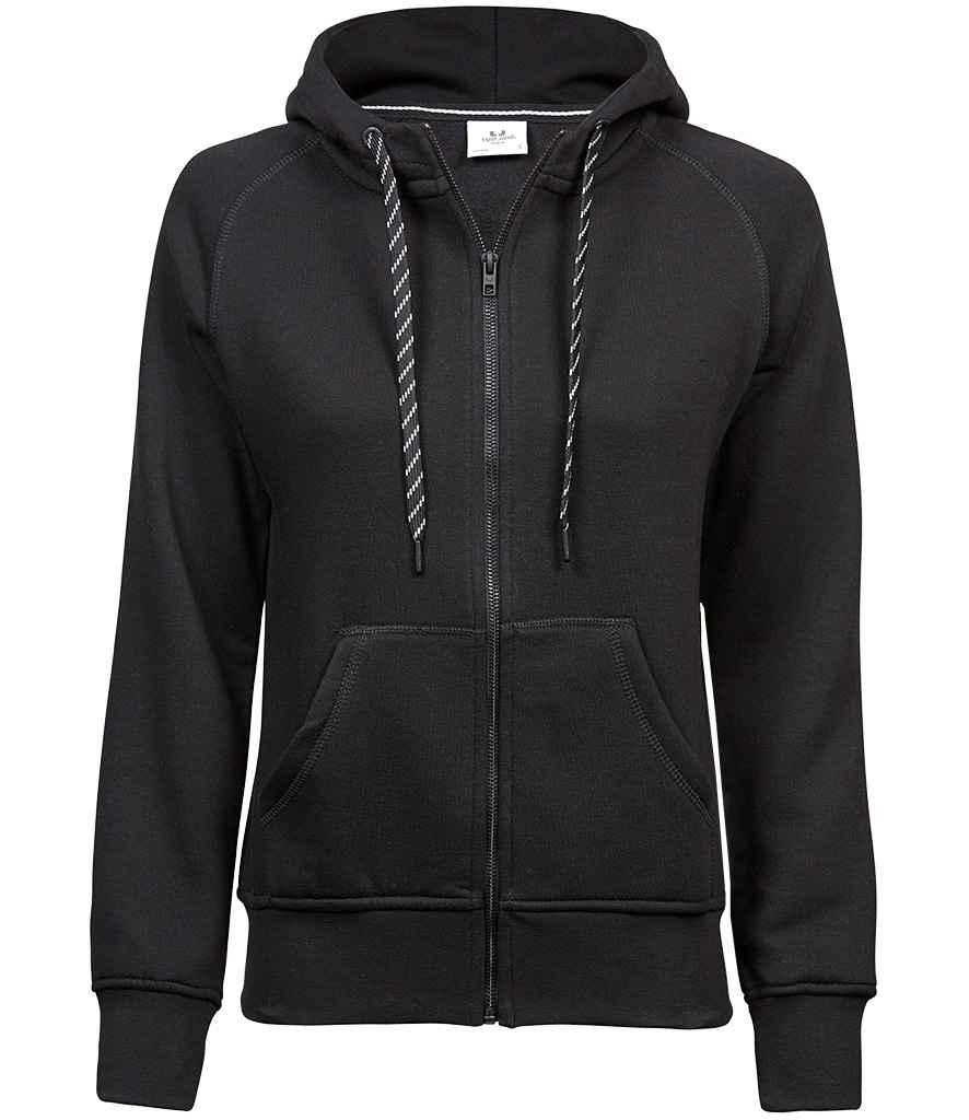 Tee Jays Ladies Fashion Zip Hooded Sweatshirt in Black by Tee Jays — Custom branded clothing by Print Press, featuring premium embroidery produced in our specialist print lab in the UK.