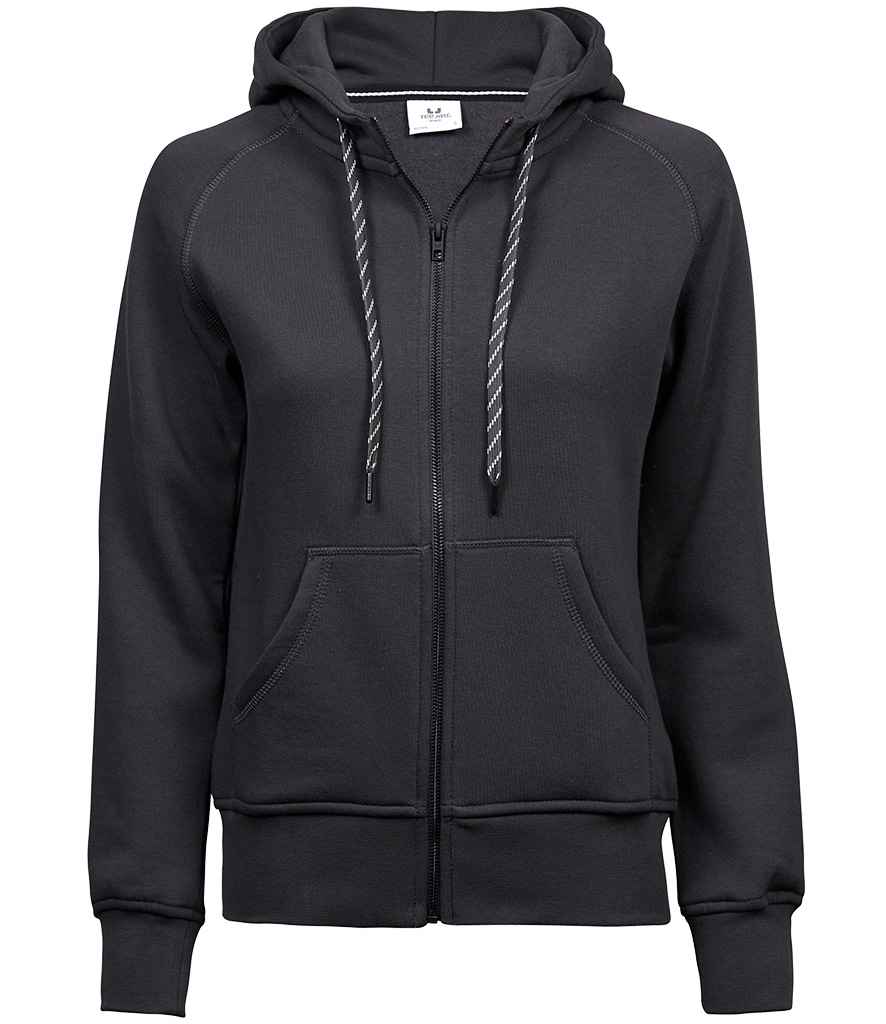 Tee Jays Ladies Fashion Zip Hooded Sweatshirt in Dark Grey by Tee Jays — Custom branded clothing by Print Press, featuring premium embroidery produced in our specialist print lab in the UK.