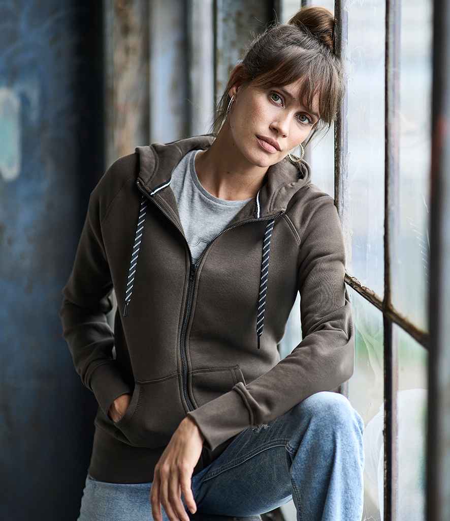Tee Jays Ladies Fashion Zip Hooded Sweatshirt in Dark Olive by Tee Jays — Custom branded clothing by Print Press, featuring premium embroidery produced in our specialist print lab in the UK.