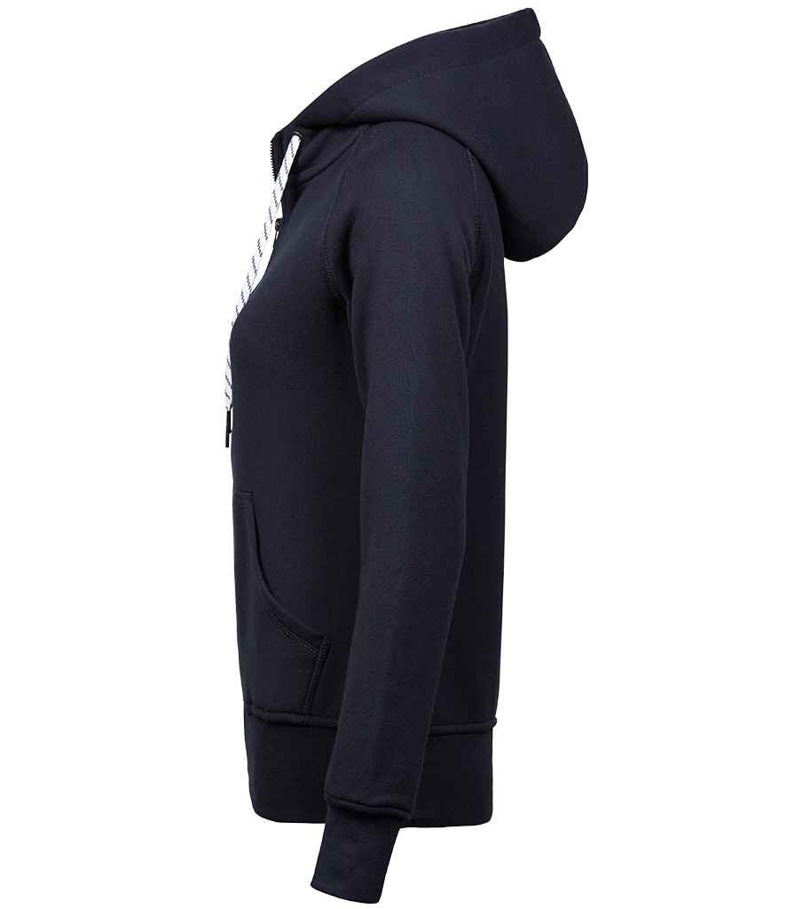 Tee Jays Ladies Fashion Zip Hooded Sweatshirt in by Tee Jays — Custom branded clothing by Print Press, featuring premium embroidery produced in our specialist print lab in the UK.