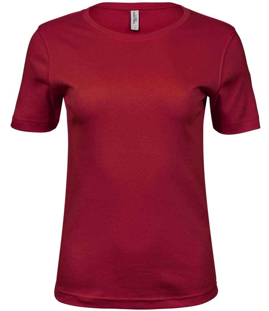 Tee Jays Ladies Interlock T-Shirt in Deep Red by Tee Jays — Custom branded clothing by Print Press, featuring premium embroidery produced in our specialist print lab in the UK.