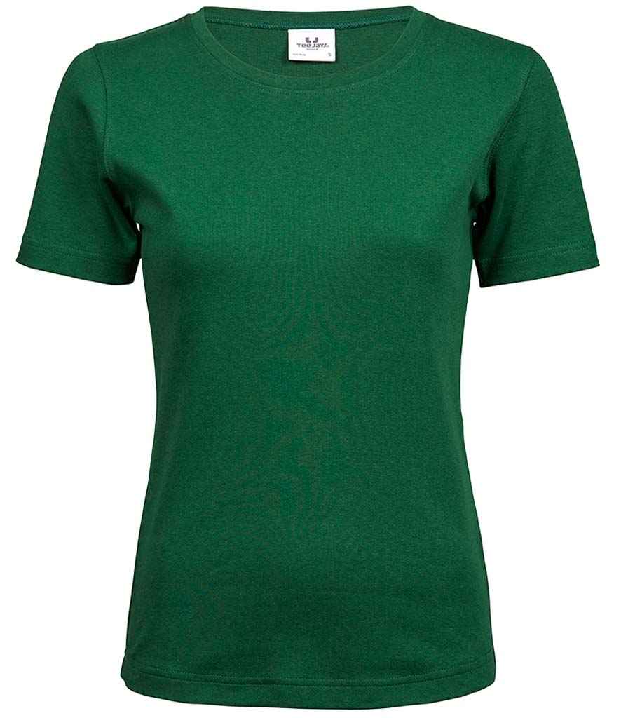 Tee Jays Ladies Interlock T-Shirt in Forest Green by Tee Jays — Custom branded clothing by Print Press, featuring premium embroidery produced in our specialist print lab in the UK.