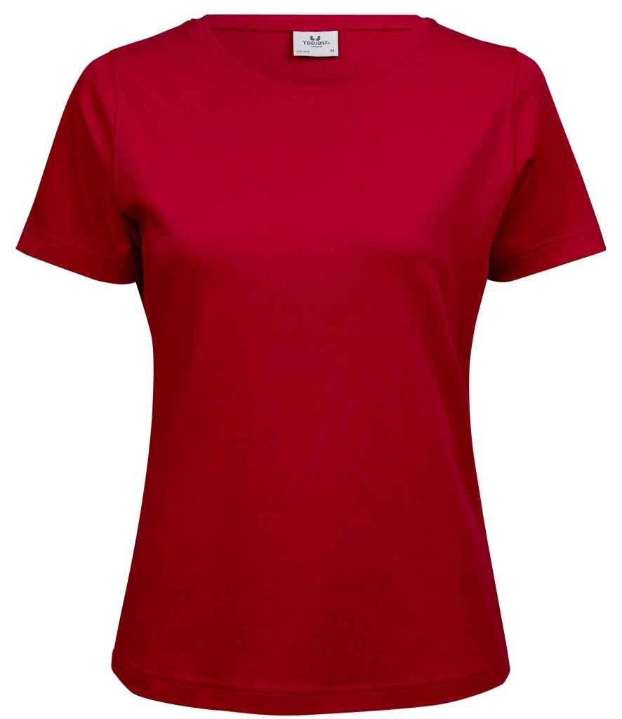 Tee Jays Ladies Interlock T-Shirt in Red by Tee Jays — Custom branded clothing by Print Press, featuring premium embroidery produced in our specialist print lab in the UK.