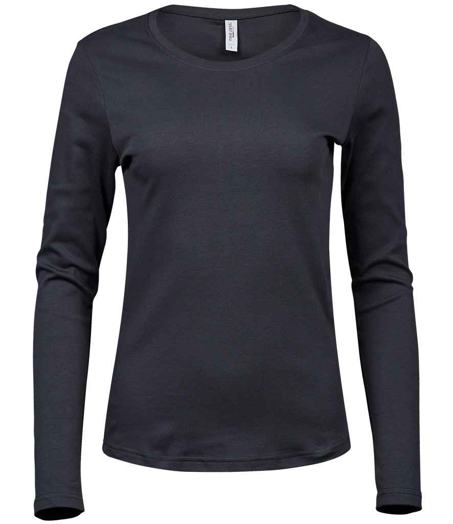 Tee Jays Ladies Long Sleeve Interlock T-Shirt in Dark Grey by Tee Jays — Custom branded clothing by Print Press, featuring premium embroidery produced in our specialist print lab in the UK.