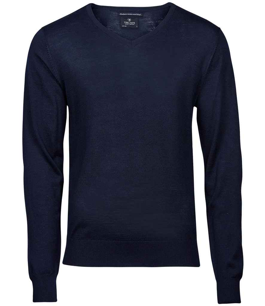 Tee Jays Merino Blend V Neck Sweater in by Tee Jays — Custom branded clothing by Print Press, featuring premium embroidery produced in our specialist print lab in the UK.