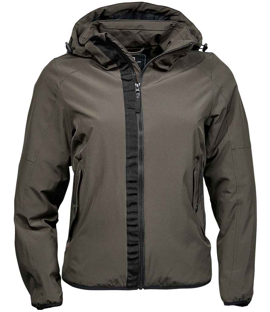 Tee Jays Ladies Urban Adventure Shell Jacket in Dark Olive by Tee Jays — Custom branded clothing by Print Press, featuring premium embroidery produced in our specialist print lab in the UK.