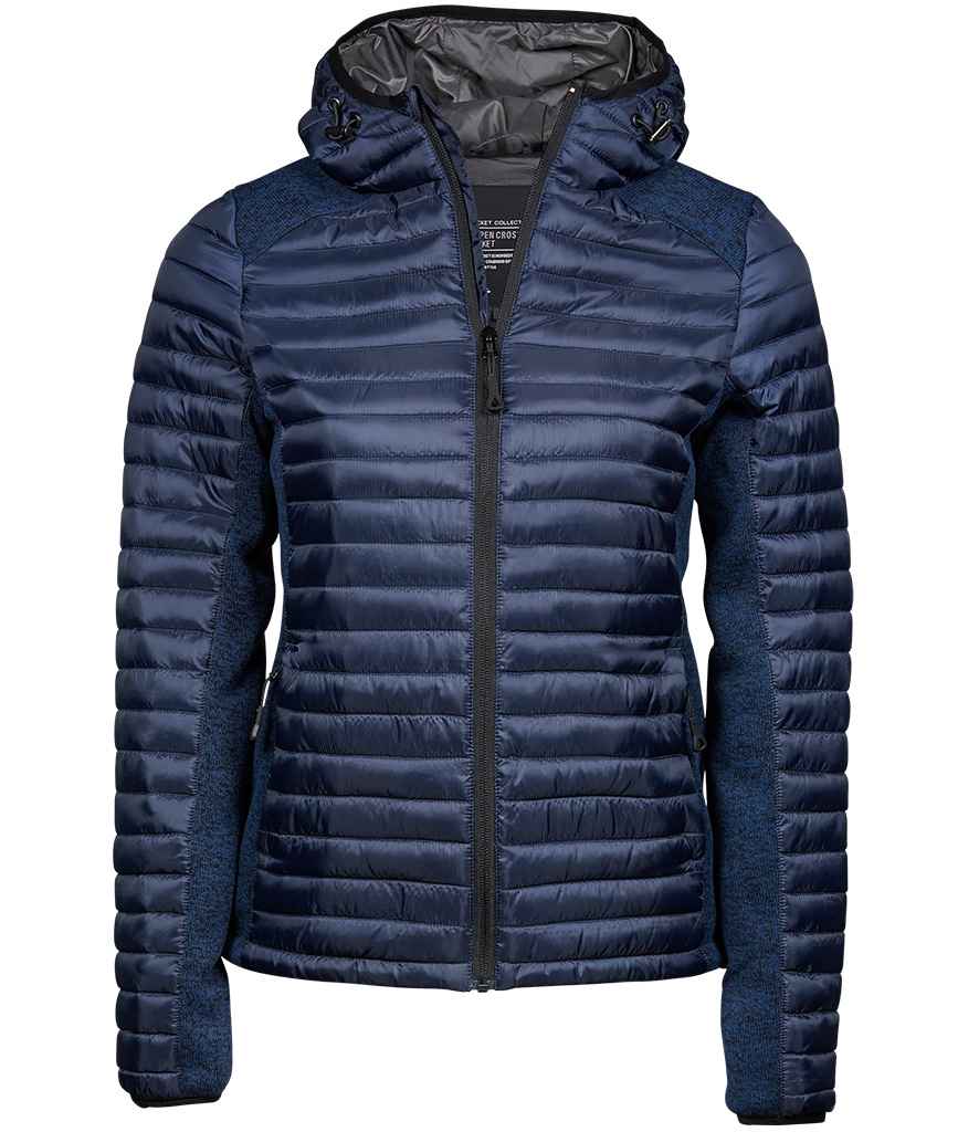 Tee Jays Ladies Crossover Hooded Padded Outdoor Jacket in by Tee Jays — Custom branded clothing by Print Press, featuring premium embroidery produced in our specialist print lab in the UK.