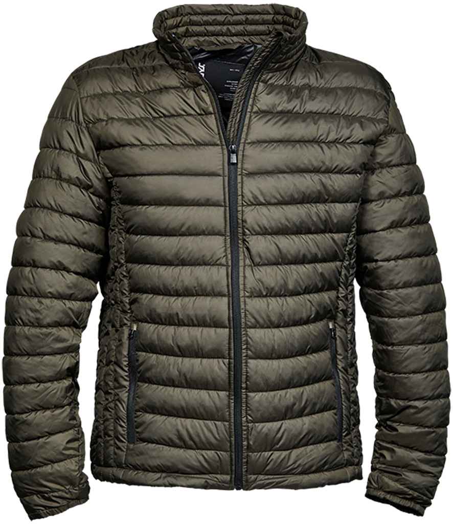 Tee Jays Zepelin Padded Jacket in Dark Olive by Tee Jays — Custom branded clothing by Print Press, featuring premium embroidery produced in our specialist print lab in the UK.