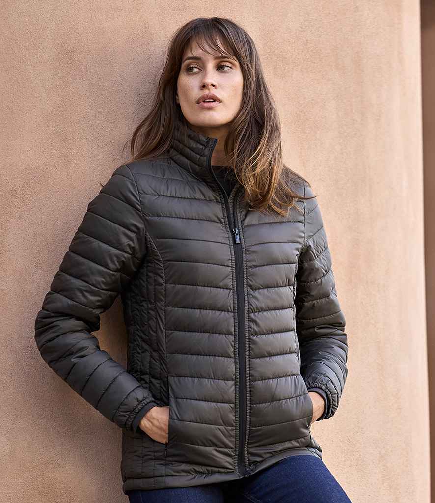 Tee Jays Ladies Zepelin Padded Jacket in Black by Tee Jays — Custom branded clothing by Print Press, featuring premium embroidery produced in our specialist print lab in the UK.