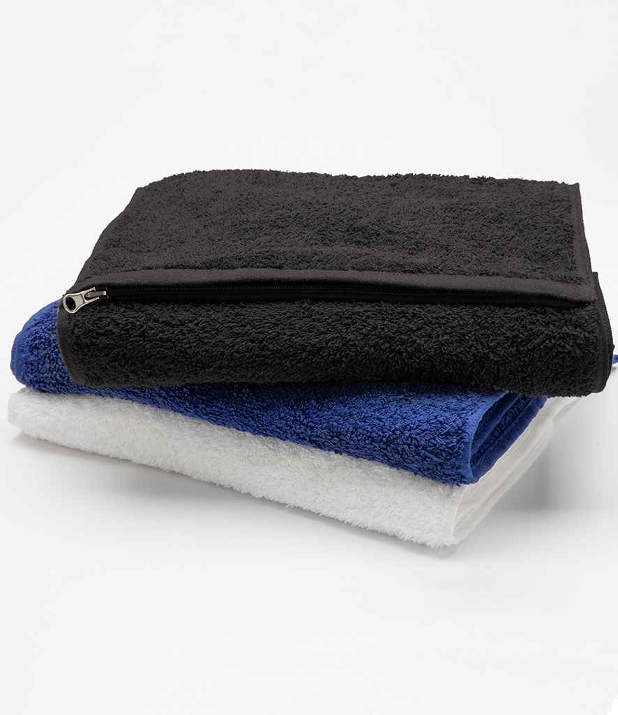 Towel City Luxury Pocket Gym Towel in ONE Black by Towel City — Custom branded clothing by Print Press, featuring premium embroidery produced in our specialist print lab in the UK.