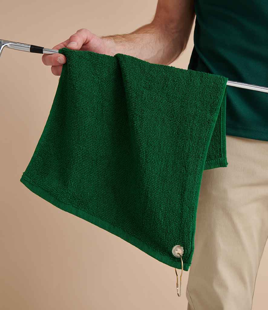 Towel City Luxury Golf Towel in ONE Forest Green by Towel City — Custom branded clothing by Print Press, featuring premium embroidery produced in our specialist print lab in the UK.