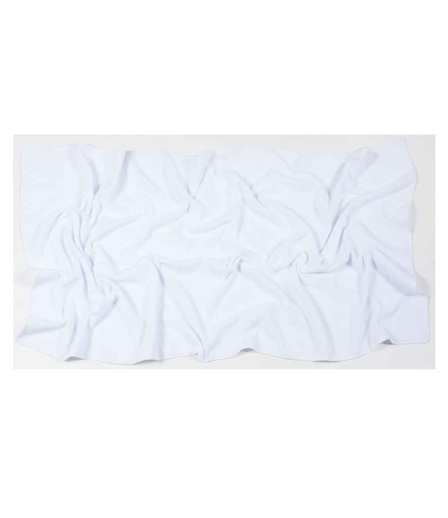 Towel City Microfibre Bath Towel in ONE White by Towel City — Custom branded clothing by Print Press, featuring premium embroidery produced in our specialist print lab in the UK.
