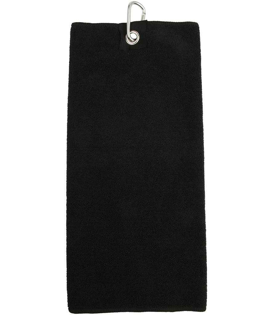Towel City Microfibre Golf Towel in ONE Black by Towel City — Custom branded clothing by Print Press, featuring premium embroidery produced in our specialist print lab in the UK.