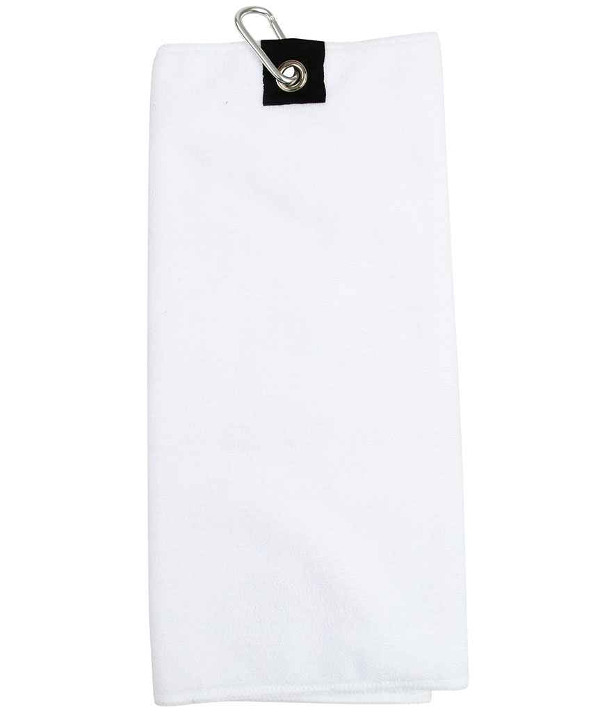 Towel City Microfibre Golf Towel in ONE White by Towel City — Custom branded clothing by Print Press, featuring premium embroidery produced in our specialist print lab in the UK.